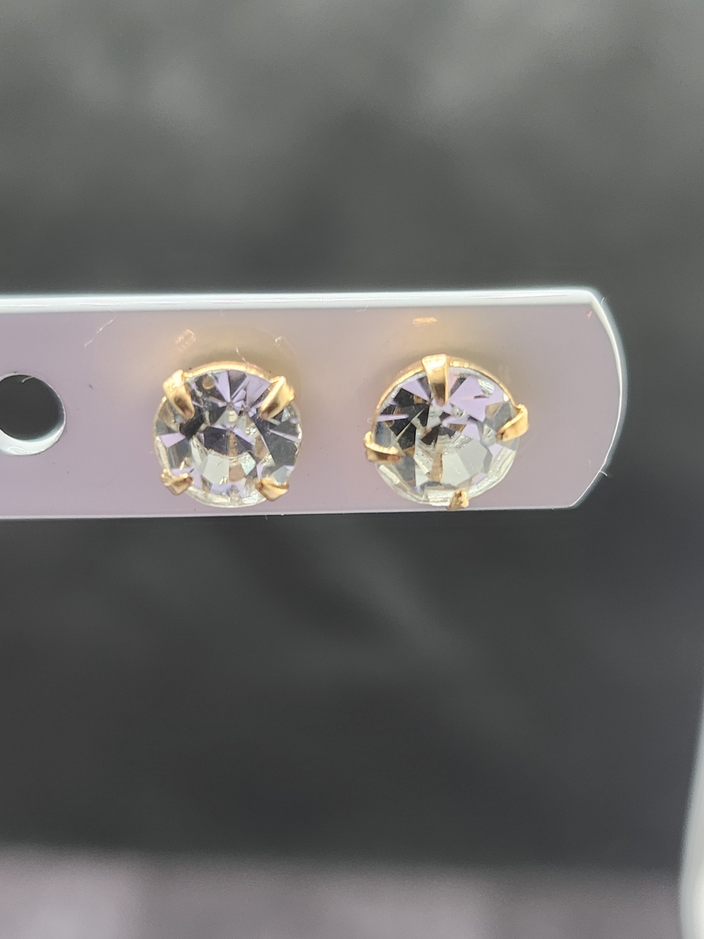Crystal Stud Earrings in Clear with Gold Setting - Women's Jewelry